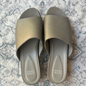 Eileen Fisher Women's Gray Leather Mules